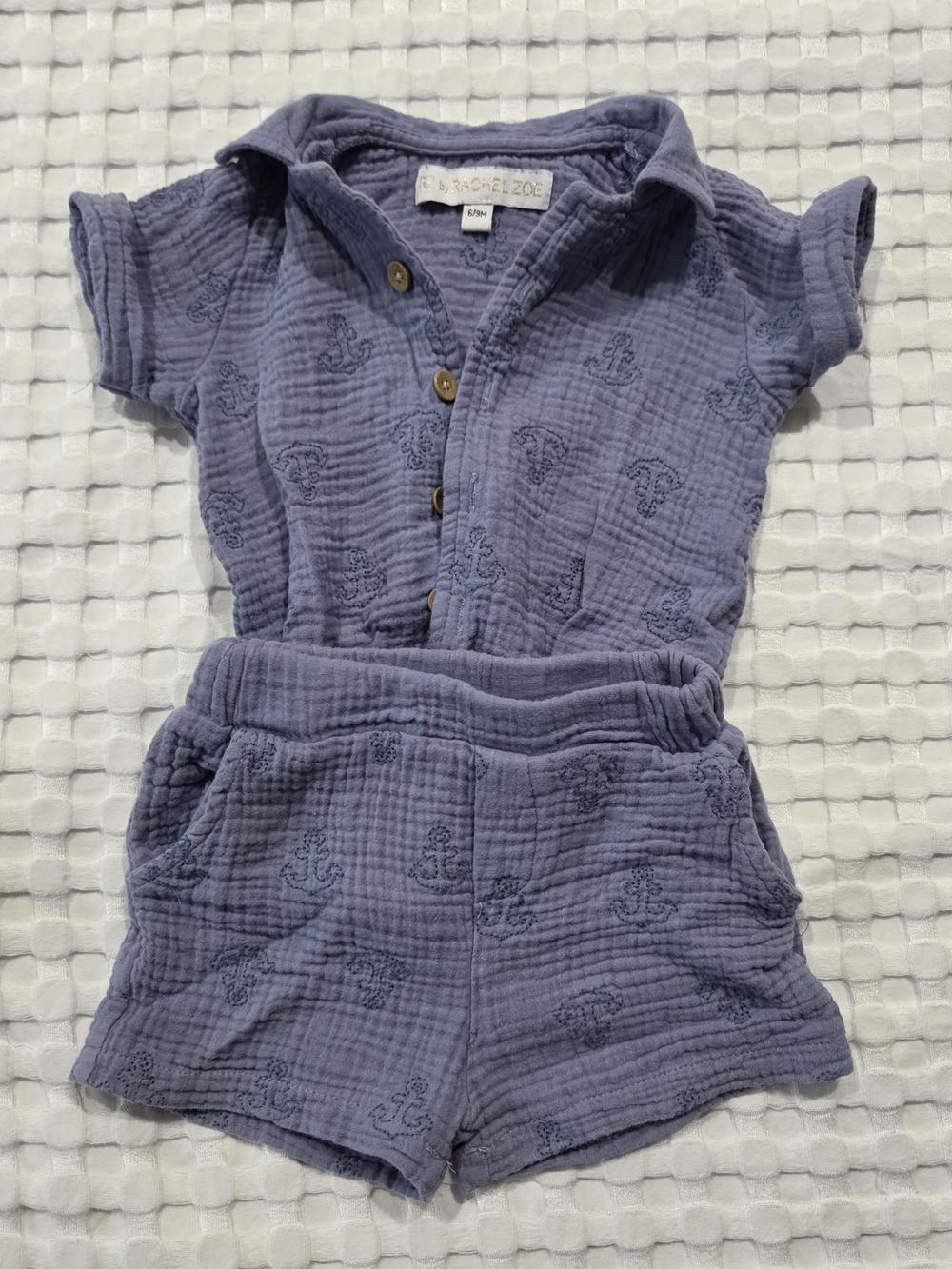 Rachel Zoe Kids Blue Cotton Gauze Short Set